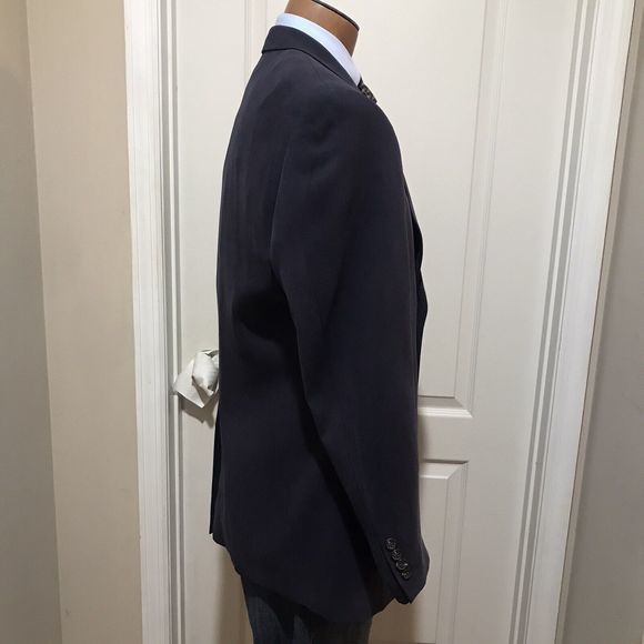 ALAN FLUSSER MENS BLAZER SIZE 44R BLUE SPORT‎ COAT 100% SILK SUIT JACKET - Picture 7 of 12